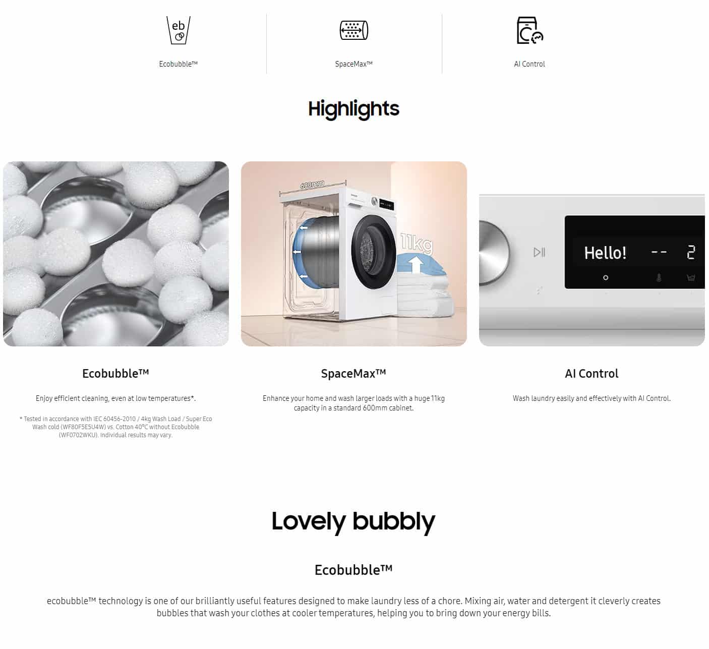 Samsung WW11BB534DAES3 Bespoke AI™ AutoDose & SpaceMax Washing Machine, 11kg, 1400rpm ALL 1