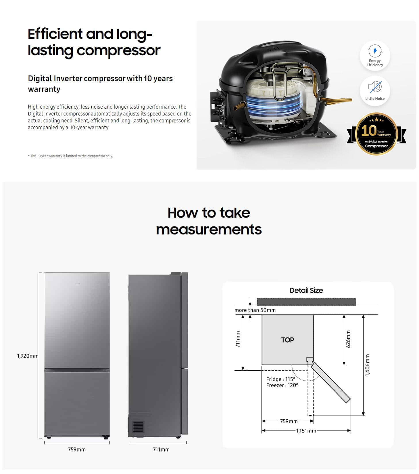 Samsung RB50DG601EB1 EF 75cm SpaceMax AI Fridge-Freezer ALL 4 10Years