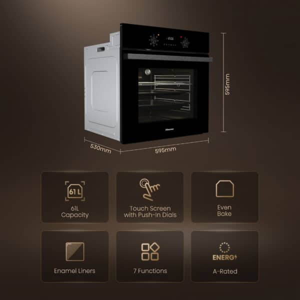 Hisense BI62220AB 61L Class A Multifunction Electric Oven with Grill - Image 2