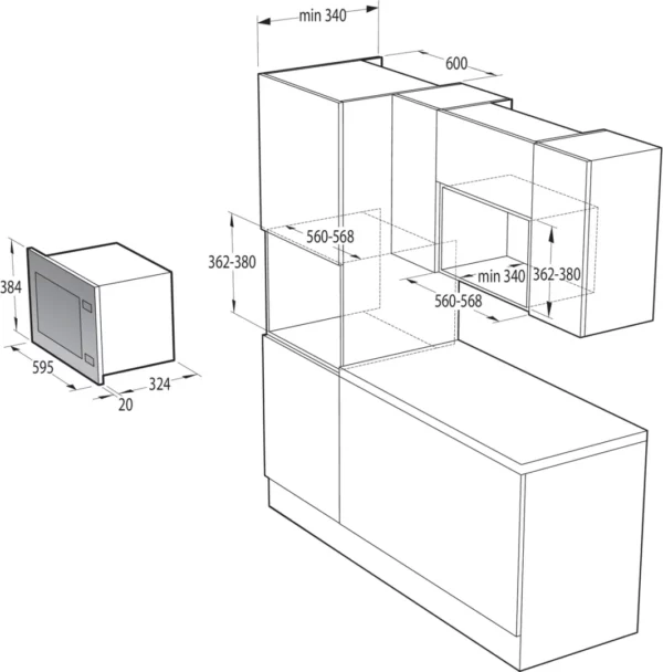 Hisense BIM320G11X 20L Built-In Microwave Oven with Grill - Image 8