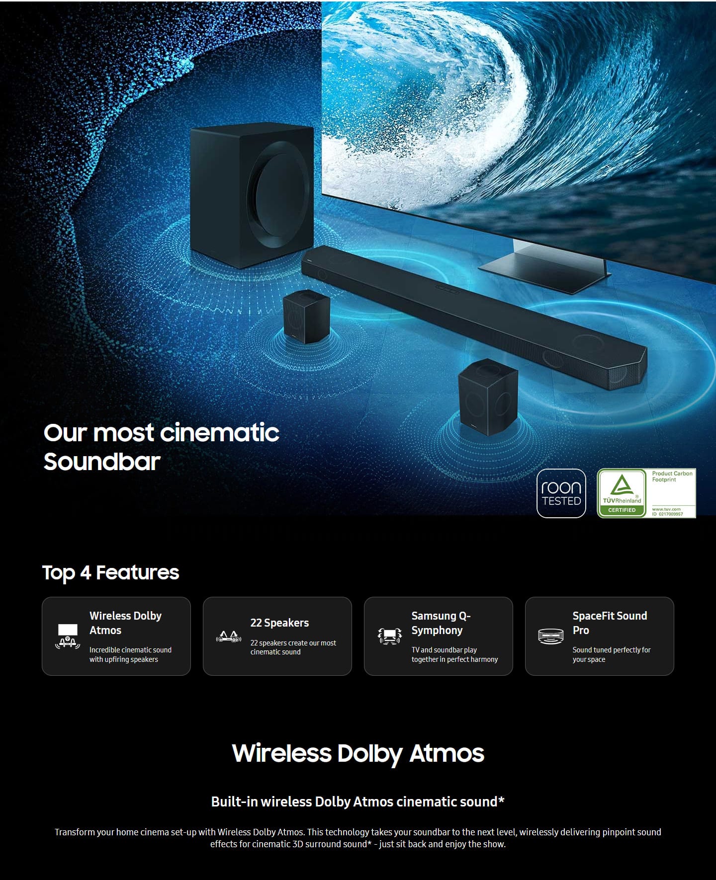 Samsung HW-Q990D ZF Q-Series 11.1.4ch Cinematic Soundbar with Subwoofer and Rear Speakers ALL 1