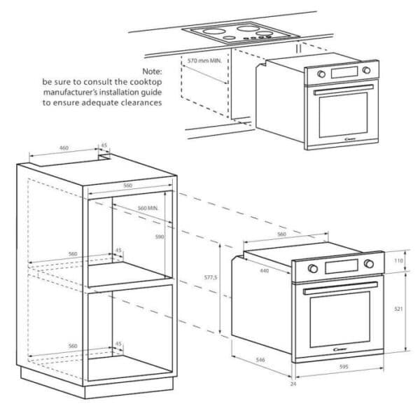 Candy FIDCP N625 L 60cm Idea 70L Class A+ Aquactiva Electric Oven - Image 6