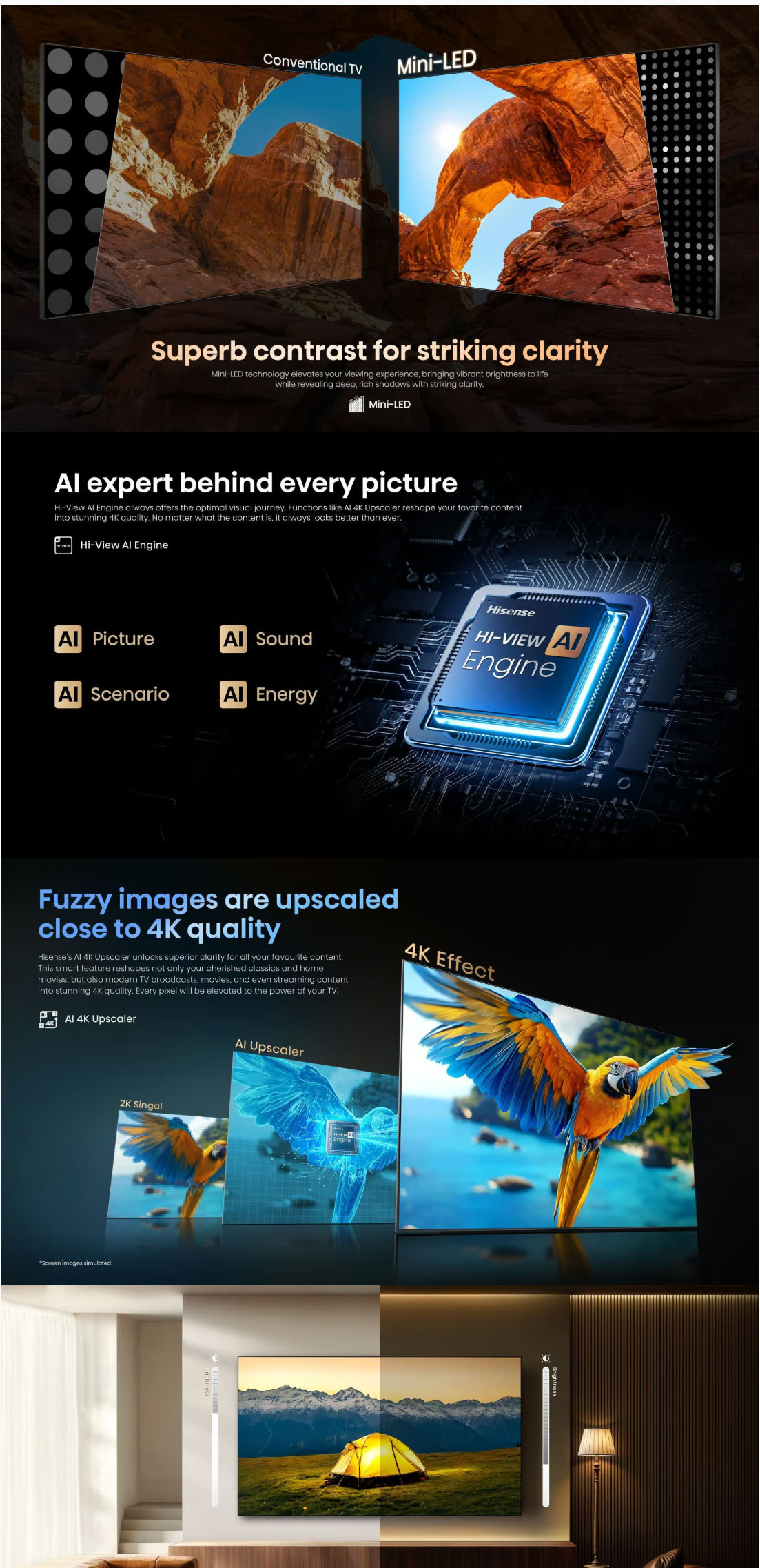 Hisense 55U7Q 55 Mini-LED 144Hz VRR QLED Gaming TV ALL 1