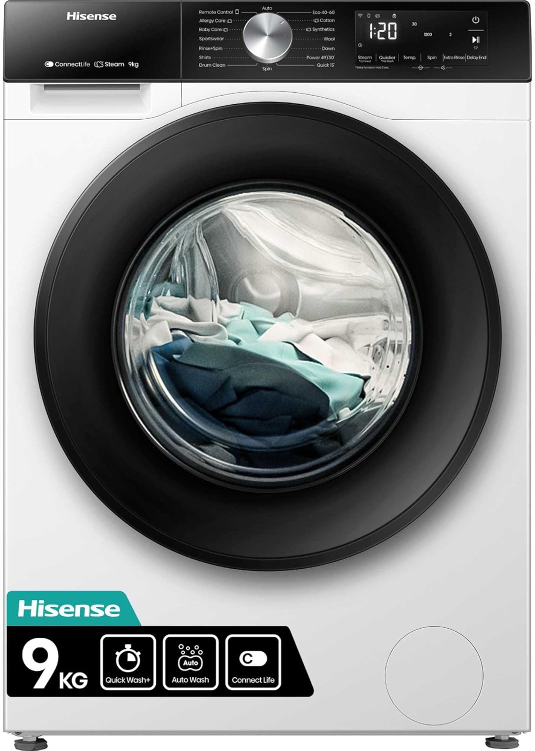 Hisense WF3S9043BW3 3S Series 9Kg 1400rpm Class A Washing Machine