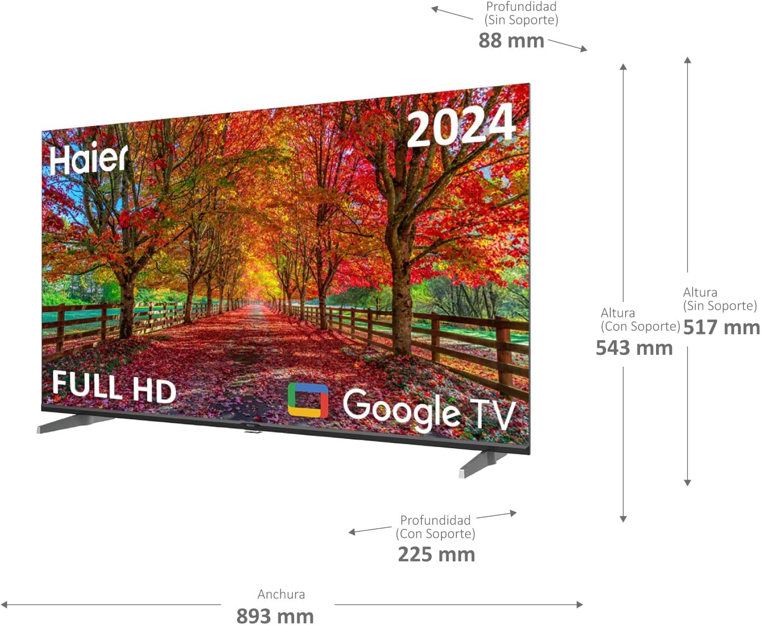 Haier H40K85EFX 40 Pollici Full HD Smart TV Con Google TV, HDR 10, Dolby Audio, 4 HDMI 2.1 E Bluetooth 5.1 – Modello 2025