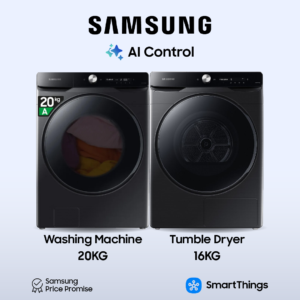Samsung Laundry Bundle: 20Kg Washing Machine + 16Kg Tumble Dryer - Black