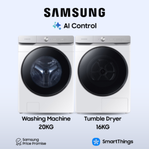 Samsung Laundry Bundle: 20Kg Washing Machine + 16Kg Tumble Dryer - White