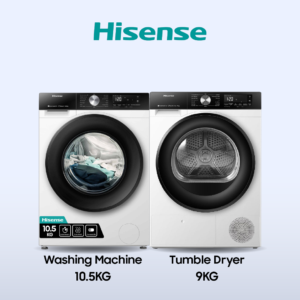 Hisense Laundry Bundle: 10.5Kg Washing Machine + 9Kg Tumble Dryer