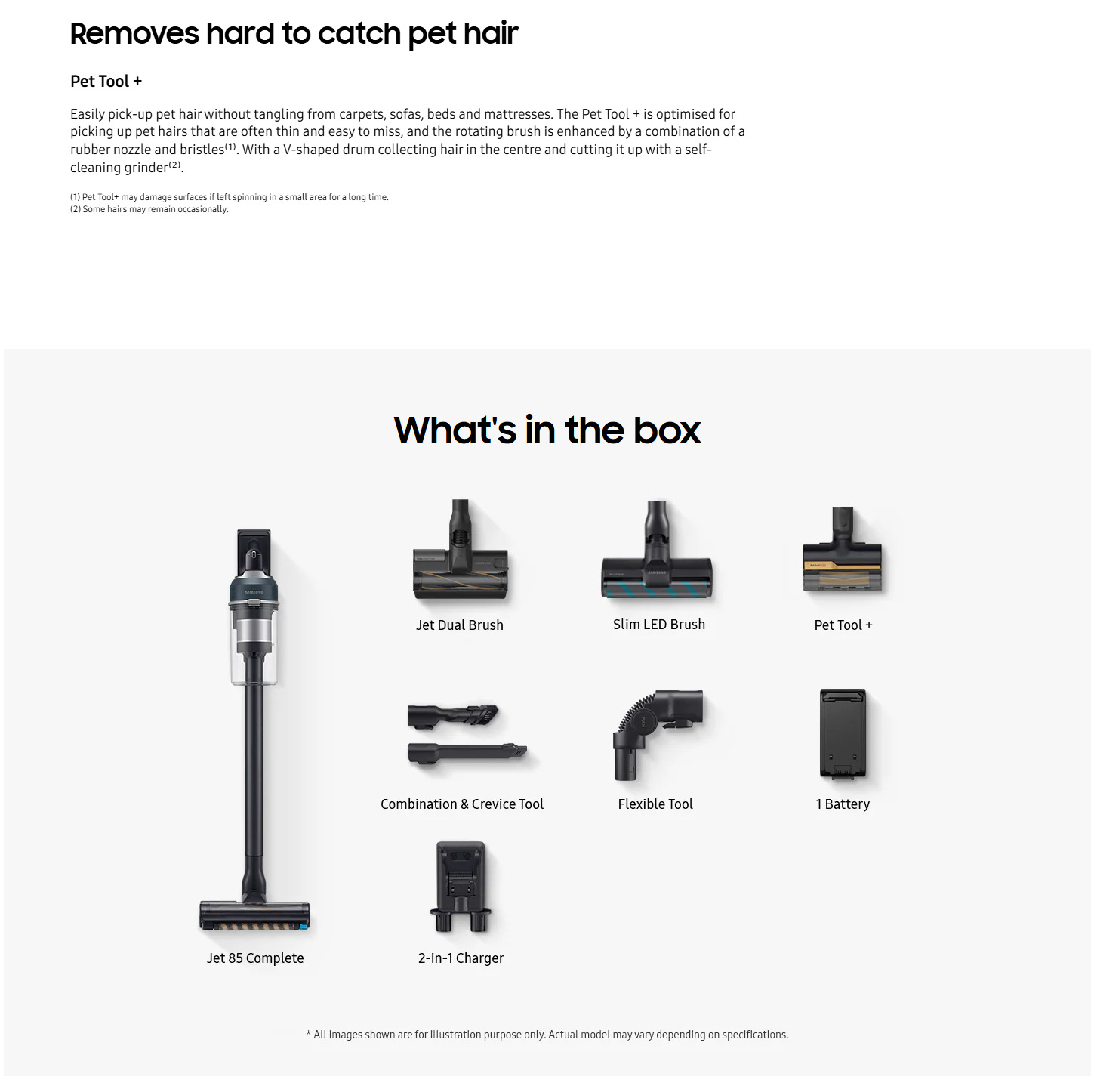 Samsung VS20C8524TB WA Jet™ 85 Complete Extra Stick Vacuum Cleaner Hexajet Motor 210W ALL Bottomn