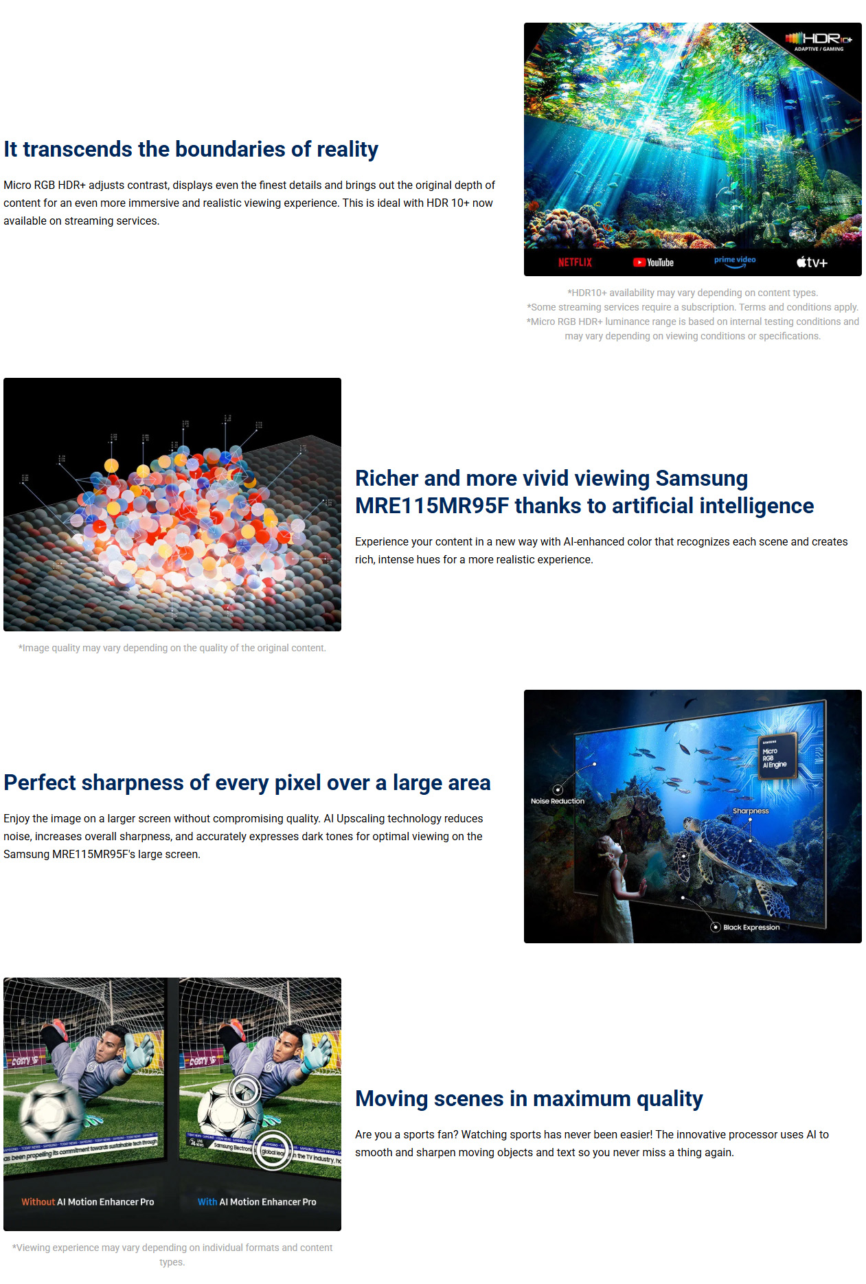 Samsung MRE115MR95FXXH 115” Micro RGB R95H 4K Samsung Vision AI Smart TV ALL 3