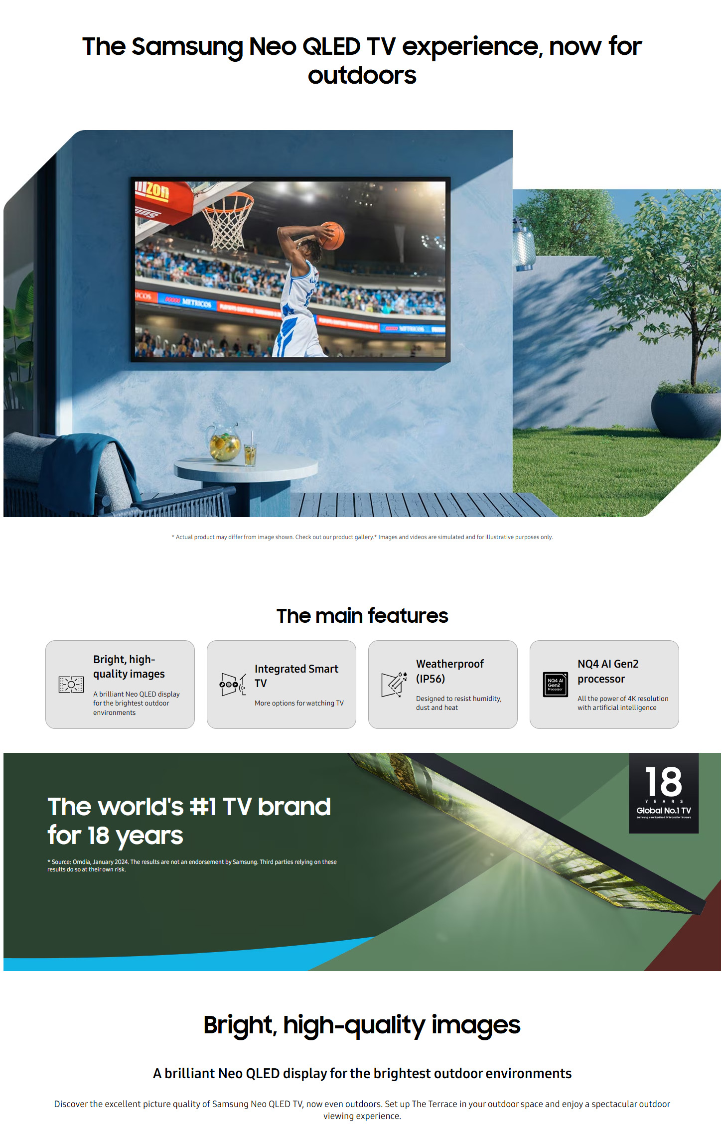 Samsung QE75LST7DATXZT 75 The Terrace Neo QLED 4K Outdoor Smart TV ALL 1