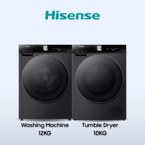 Hisense Laundry Bundle: 12Kg Washing Machine + 10Kg Tumble Dryer