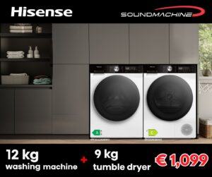 Hisense Laundry Bundle: 12Kg Washing Machine + 9Kg Tumble Dryer