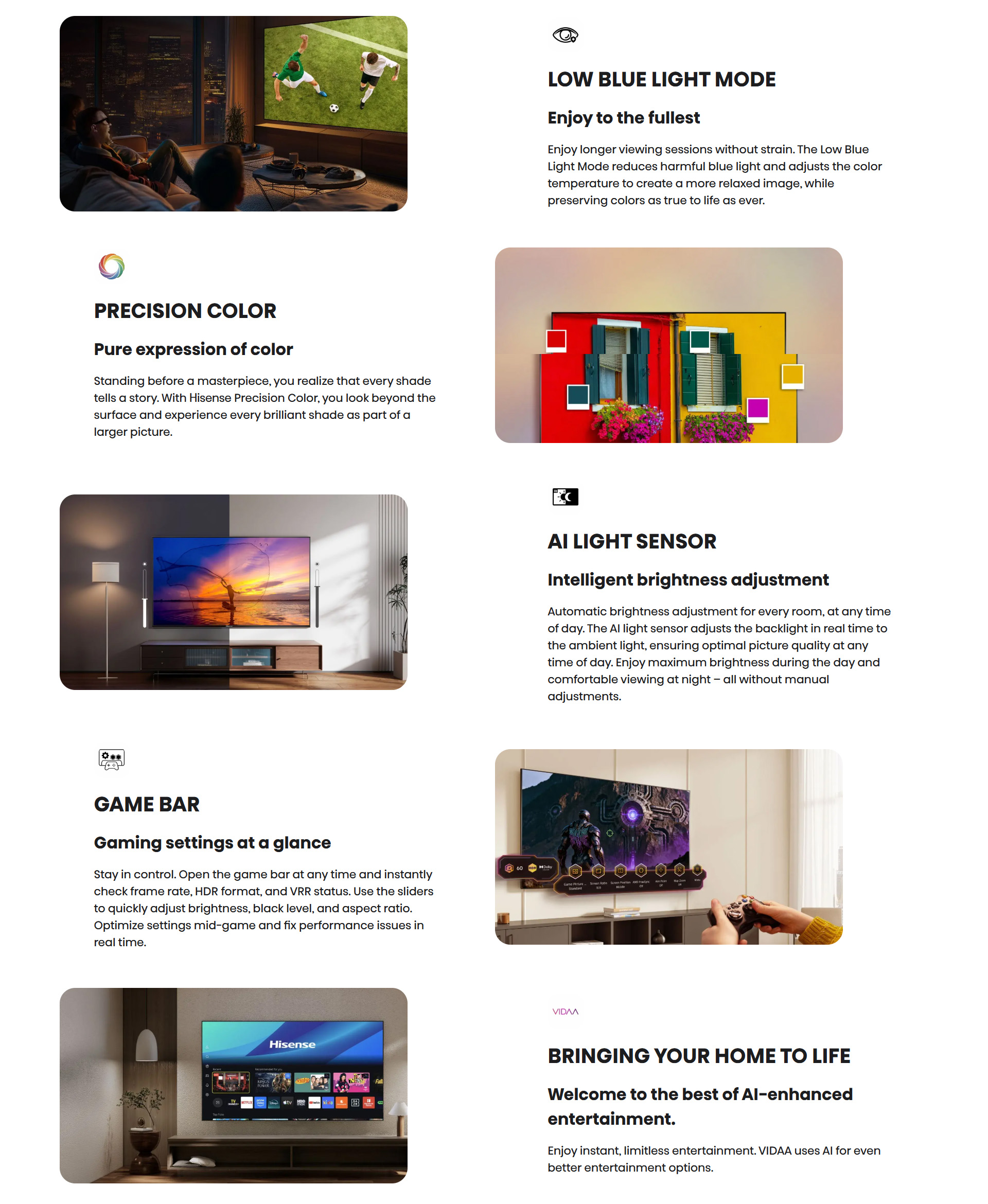 Hisense 55A6S connectivity and audio features