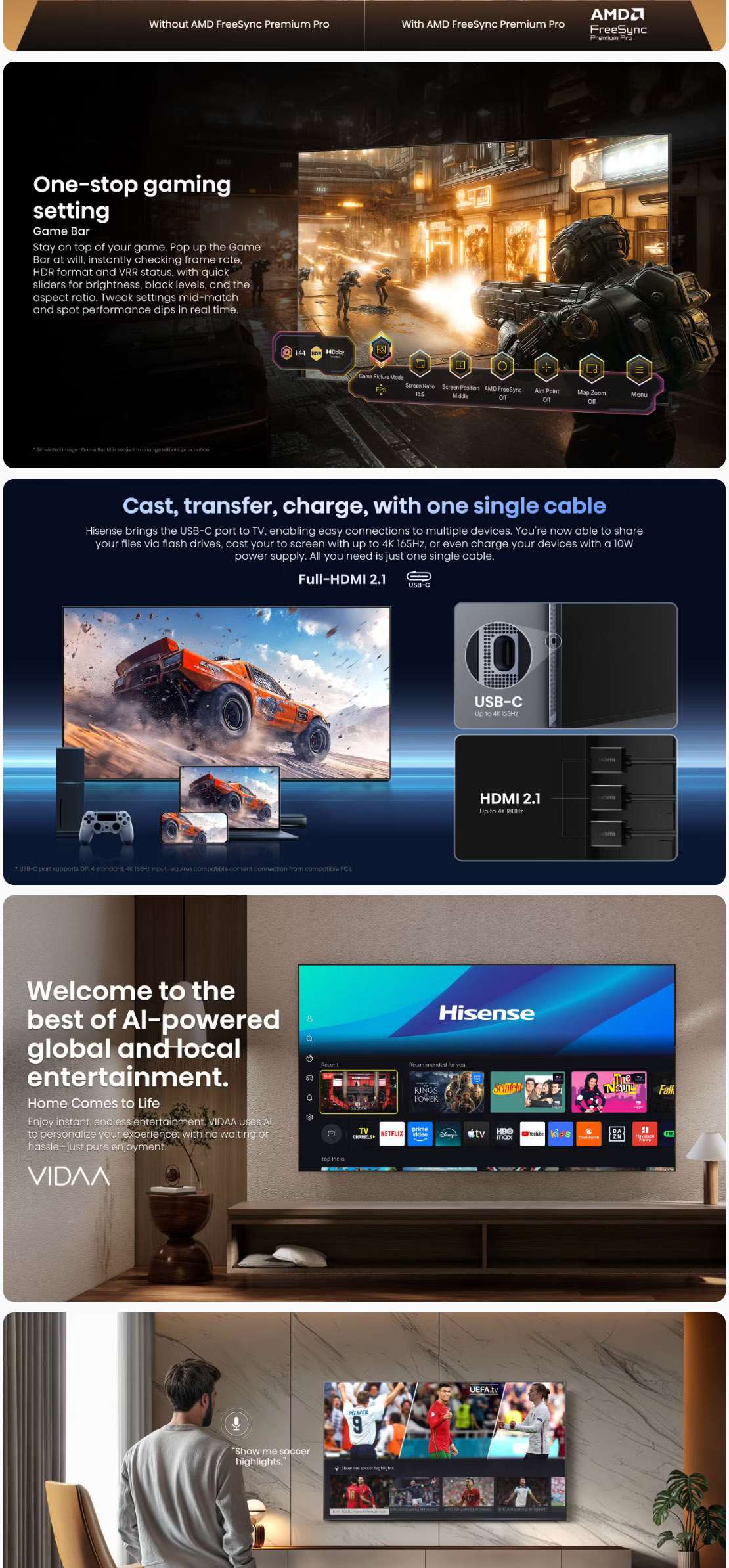 Hisense 65UR9S 65 170Hz Hi-View AI Engine RGB MiniLed TV ALL 10