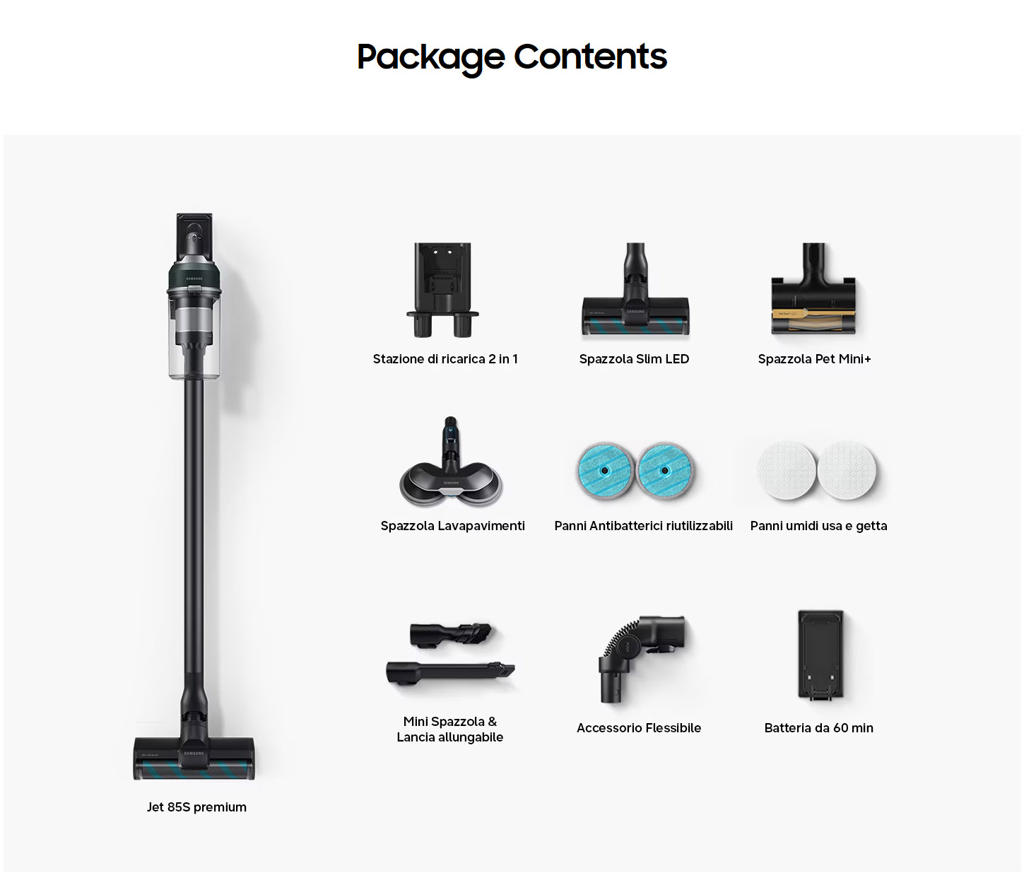 Samsung VS70H25WPT WA Jet 85S Premium 250W Cordless Vacuum Cleaner ALL CONTENTS