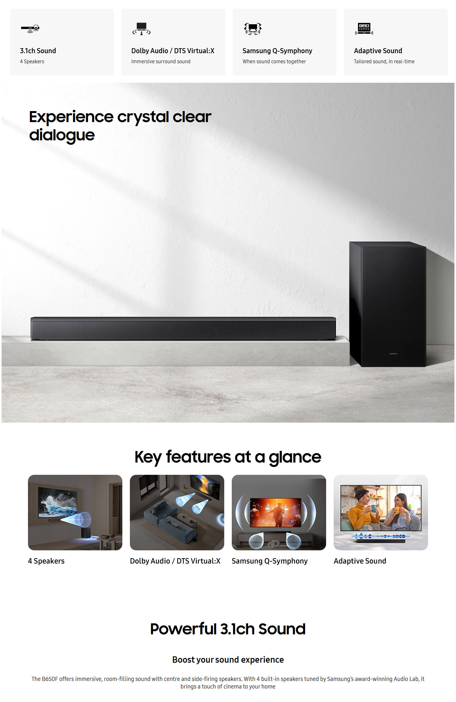 Samsung HW-B650F ZF B-Series 3.1ch Soundbar with Subwoofer ALL 1