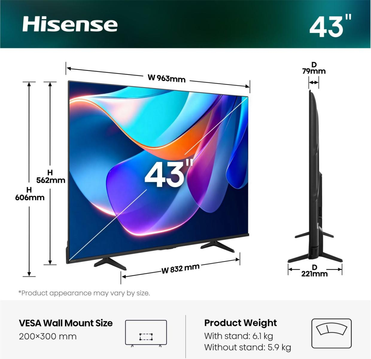 Hisense 43A6S 43" 60Hz 4K Ultra HD Smart TV Wi-Fi - Image 2